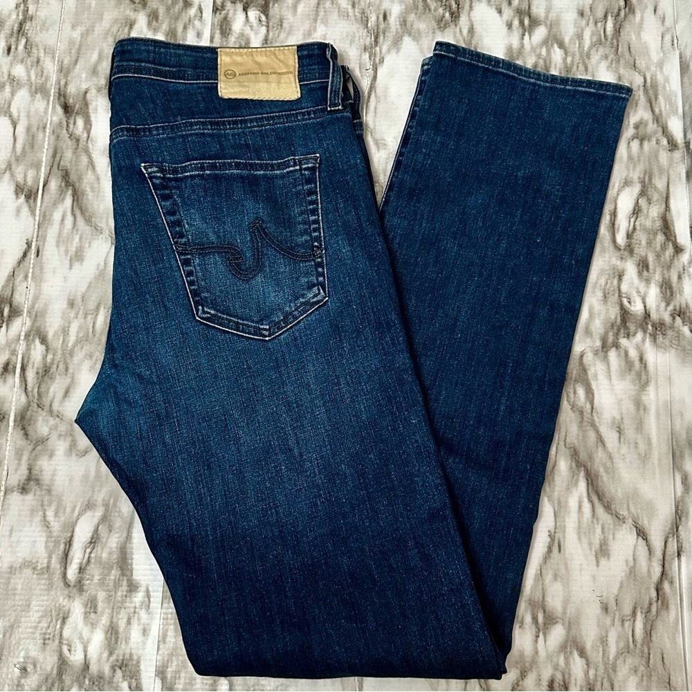 AG Adriano Goldschmied Dark Blue Wash Slim Straight Leg Jeans Matchstick - Picture 12 of 12